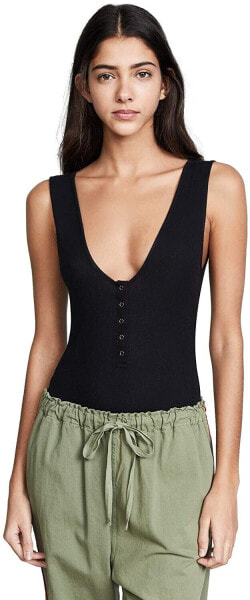 Free People 174288 Womens Sleeveless Tank Bodysuit Solid Black Size Small