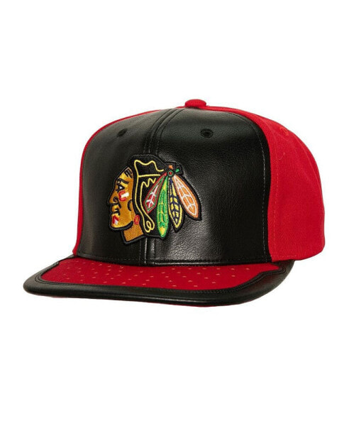 Mitchell Ness Men's Black/Red Chicago Blackhawks Day One Snapback Hat
