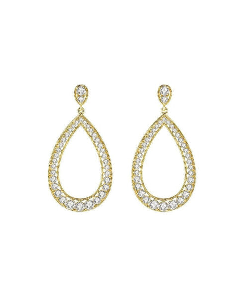 Artisanal Pave Hollow Teardrop Earrings