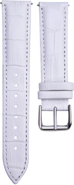 Leather strap with crocodile pattern - White