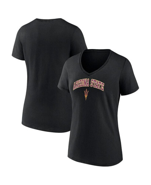 Women's Black Arizona State Sun Devils Evergreen Campus V-Neck T-shirt