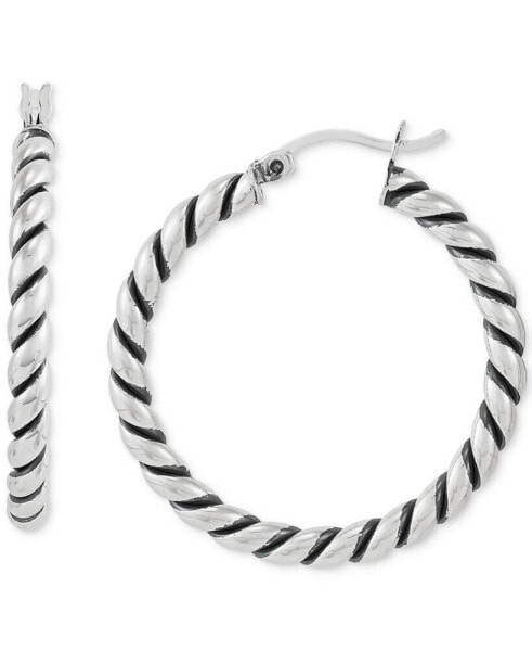 Oxidized Twist Tube Medium Hoop Earrings in Sterling Silver, 30mm, Created for Macy's