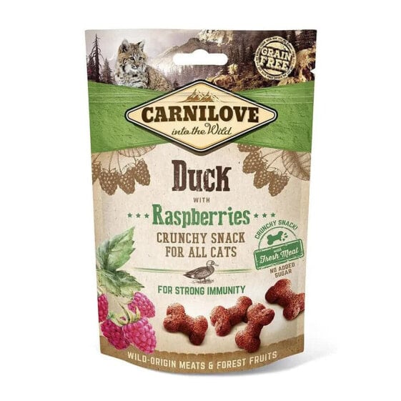 CARNILOVE 50g crunchy snack with raspberry and duck 10 units