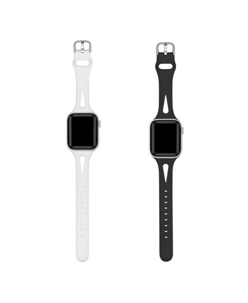 Alex 2-Pack White and Black Silicone Bands for Apple Watch, 42mm-44mm