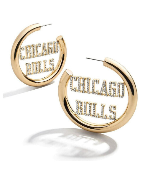 Women's Gold Chicago Bulls Logo Hoop Earrings