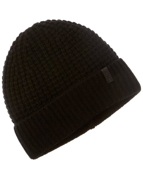 Vince Chunky Thermal Stitch Cuffed Wool & Cashmere-Blend Hat Men's Black Os