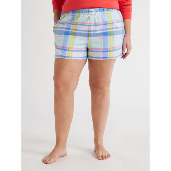 Joyspun Woven Pajama Boxer Shorts Women Plaid Relaxed Pull-On 2X 18W-20W