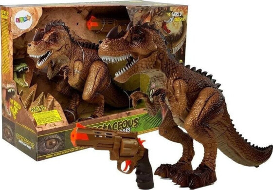 LeanToys Ruchomy Dinozaur Tyranozaur Para Wodna Pistolet Dźwięk Światła Żółty