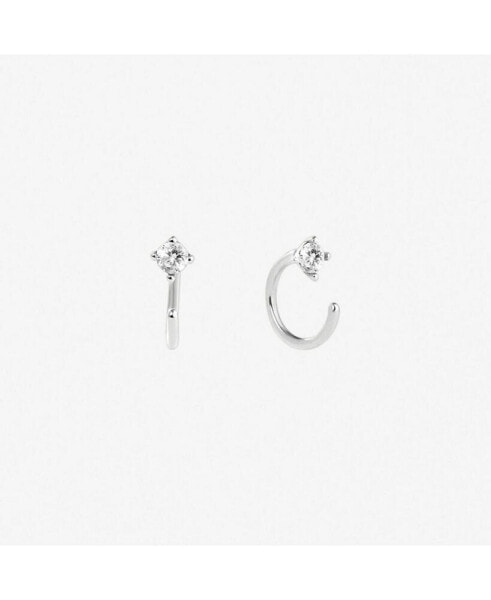 CZ Hoop Earrings - Cassie Silver