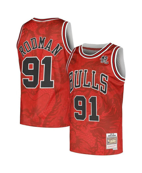 Men's Dennis Rodman Red Chicago Bulls 1997/98 Hardwood Classics Asian Heritage 6.0 Swingman Throwback Player Jersey