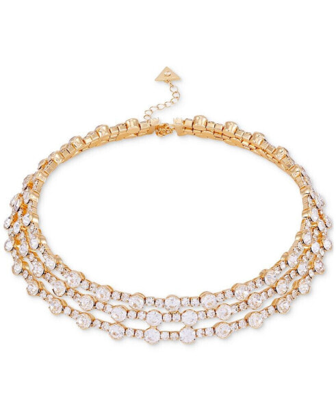 GUESS gold-Tone Crystal Layered Coil Collar Necklace, 14-1/2" + 2" extender