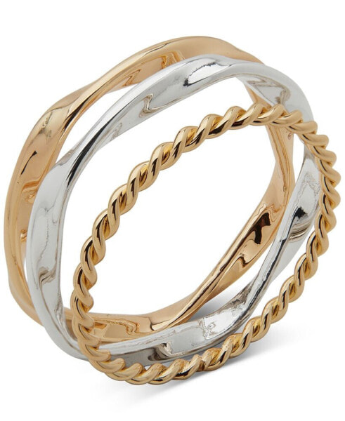 Two-Tone 3-Pc. Set Twisted Bangle Bracelets