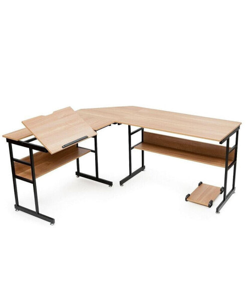 L-Shaped Computer Desk Drafting Table