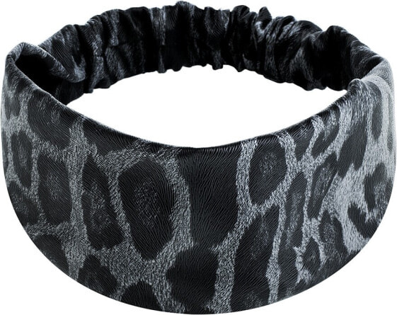 Stirnband Öko-Leder gerade Leopardengrau Faux Leather Classic