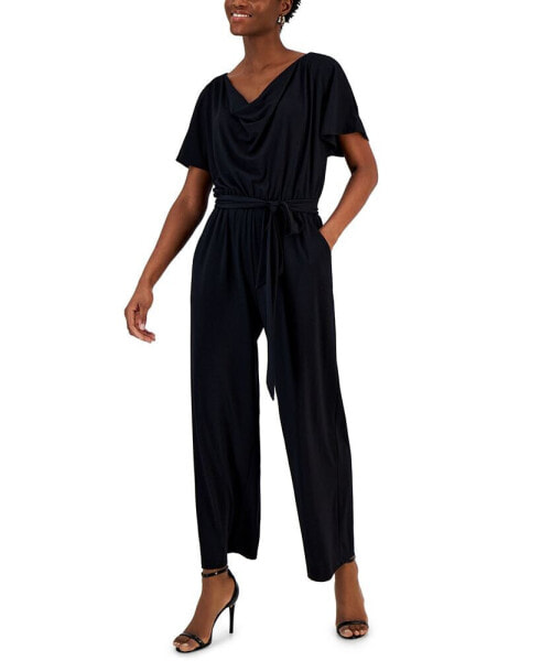 Women's Cowl-Neck Tie-Waist Jumpsuit