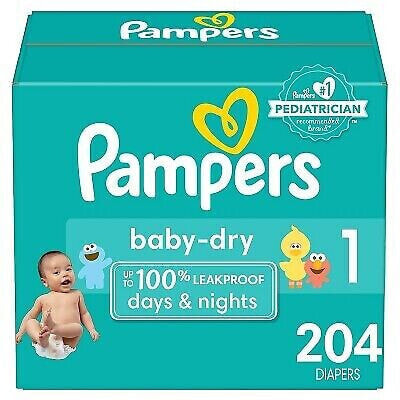 Pampers Baby Dry Diapers Enormous Pack - Size 1 - 204ct