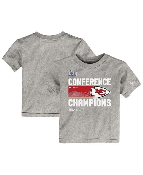 Toddler Boys and Girls Gray Kansas City Chiefs 2022 AFC Champions Locker Room Trophy Collection T-shirt