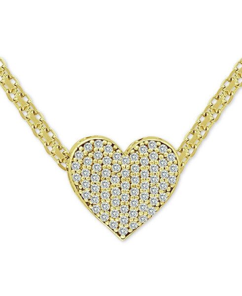 Macy's cubic Zirconia Pavé Heart 18" Pendant Necklace in Sterling Silver