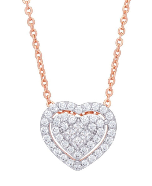 Macy's cubic Zirconia Heart Necklace in Fine Rose Gold Plate or Fine Silver Plate