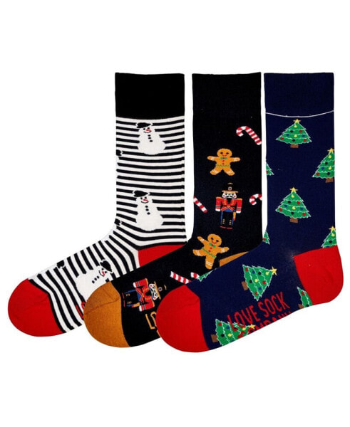 Men's Christmas Novelty Luxury Unisex Crew Socks Bundle Fun Colorful Socks, Pack of 3