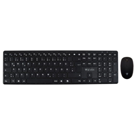 V7 CKW550DEBT - Full-size (100%) - USB + Bluetooth - QWERTZ - Black - Mouse included