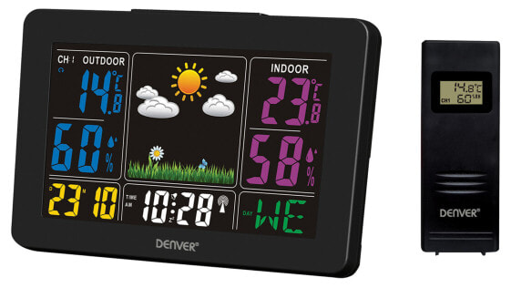 Inter Sales Denver WS-540BLACK - Black - Indoor hygrometer - Indoor thermometer - Outdoor hygrometer - Outdoor thermometer - 20 - 90% - 0 - 50 °C - AC/Battery - 159 mm