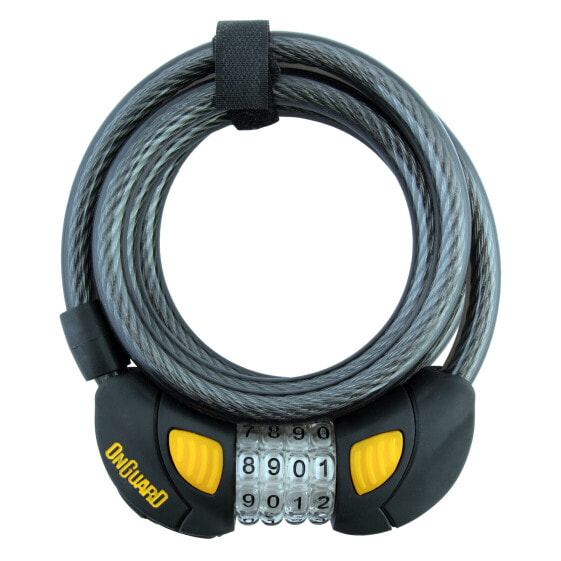 OnGuard Doberman Lighted Combo Cable Lock: 6' x 12 mm, Gray/Black/Yellow