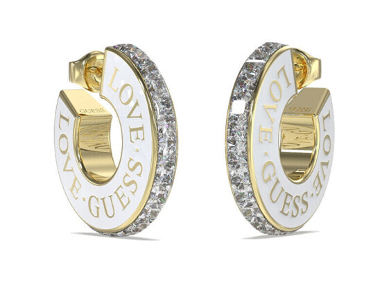 Lovely gold-plated earrings with zircons Love Guess JUBE04083JWYGWHT/U