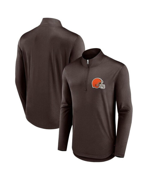 Men's Brown Cleveland Browns Tough Minded Quarter-Zip Top