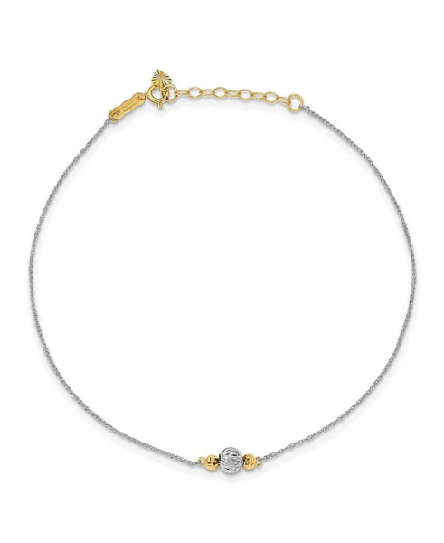 Bead Ropa Chain Anklet in 14k White and Yellow Gold