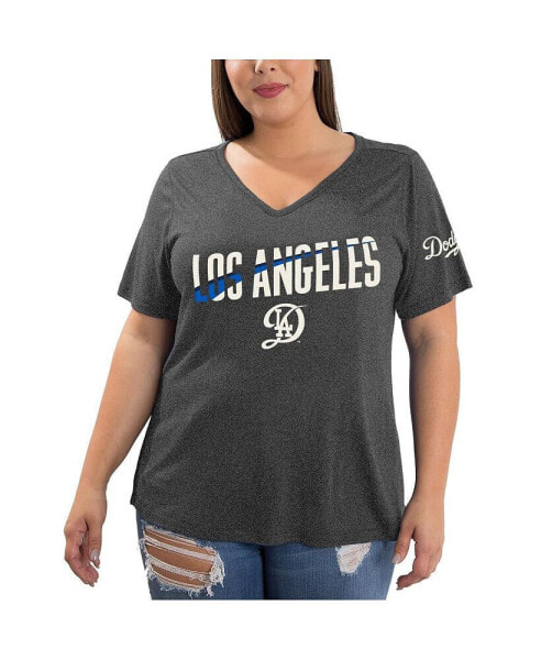 Women's Heather Charcoal Los Angeles Dodgers 2024 City Connect Plus Size T-Shirt