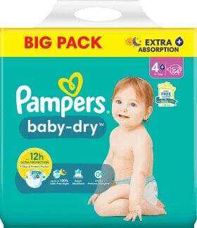 Windeln Baby Dry Gr.4+ Maxi Plus (10-15kg), Big Pack, 54 St