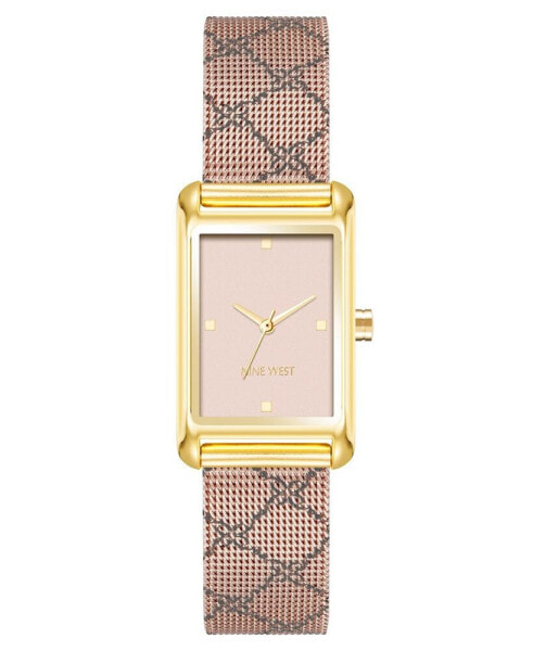 Women's Quartz Pink Stainless Steel Mesh Watch, 22mm