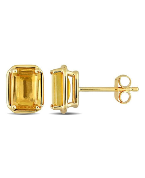Citrine (2-1/4 ct. t.w.) Emerald-cut Stud Earrings in 14k Yellow Gold