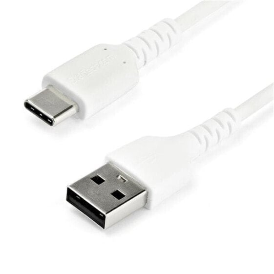 Кабель зарядный USB A to USB C - Прочный быстрая зарядка и синхронизация USB 2.0 к USB Type C - Водонепроницаемый чехол из арамидного волокна M/M 3A белый - Samsung S10 - iPad Pro - Pixel - 2 м - USB A - USB C - USB 2.0 - 480 Мбит/с - белый