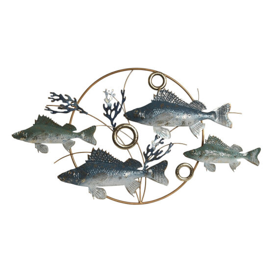 Настенный декор Home ESPRIT Синий Позолоченный Средиземноморье Рыбы 91 x 4,5 x 50 cm