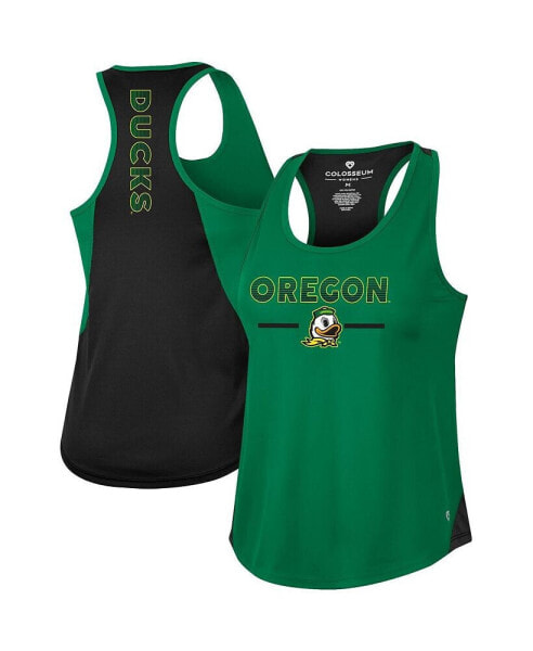 Women's Green Oregon Ducks Sachs 2-Hit Scoop Neck Racerback Tank Top