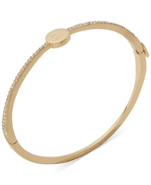 Gold-Tone Pavé Logo Thin Bangle Bracelet