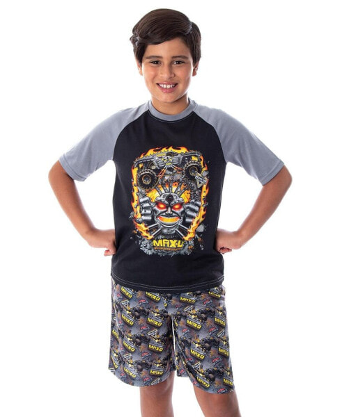 Boys Maximum Destruction MAX-D Monster Truck T-Shirt And Shorts 2 Piece Pajama Set (SM, 6/7)