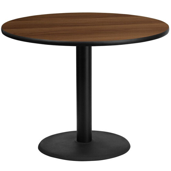 42'' Round Walnut Laminate Table Top With 24'' Round Table Height Base