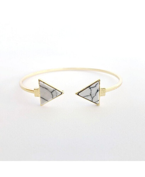 Sanctuary Project by Semi Precious White Howlite Arrow Cuff Bracelet Gold