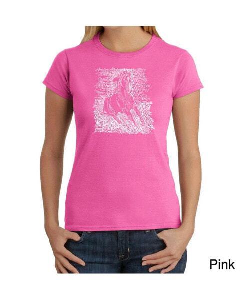 Women's Word Art T-Shirt - Popular Horse Breeds