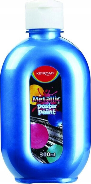 Keyroad Farba plakatowa KEYROAD, metaliczna, 300ml, butelka, niebieska