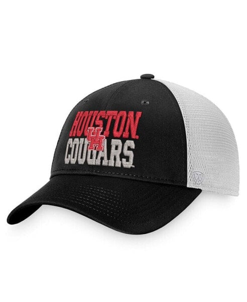 Men's Black, White Houston Cougars Stockpile Trucker Snapback Hat
