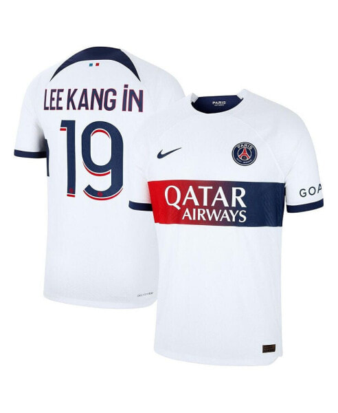 Men's Lee Kang In White Paris Saint-Germain 2023/24 Away Match Authentic Player Jersey