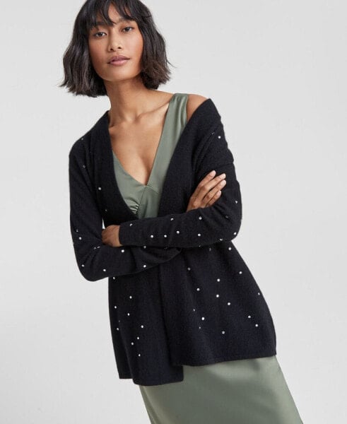 Petite 100% Cashmere Embellished Long-Sleeve Duster, Created for Macy's