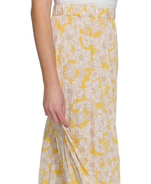 Women's Floral-Print Pull-On Midi Skirt