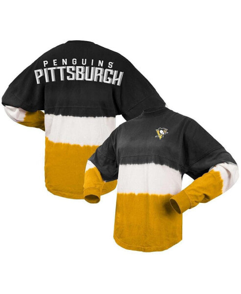 Блузка длинный рукав Spirit Jersey женская Черная, Золотая Pittsburgh Penguins Ombre