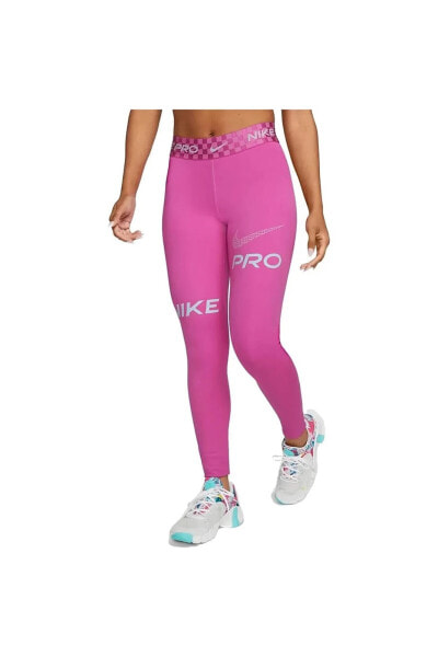 Pro Dri-FIT Graphic Mid-Rise Kadın Tayt - aktif fuşya/okyanus bliss DX0080-623 PEMBE