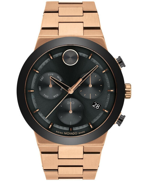 Men's Bold Fusion Swiss Quartz Chronograph Bronze PVD Bracelet Watch 44mm
